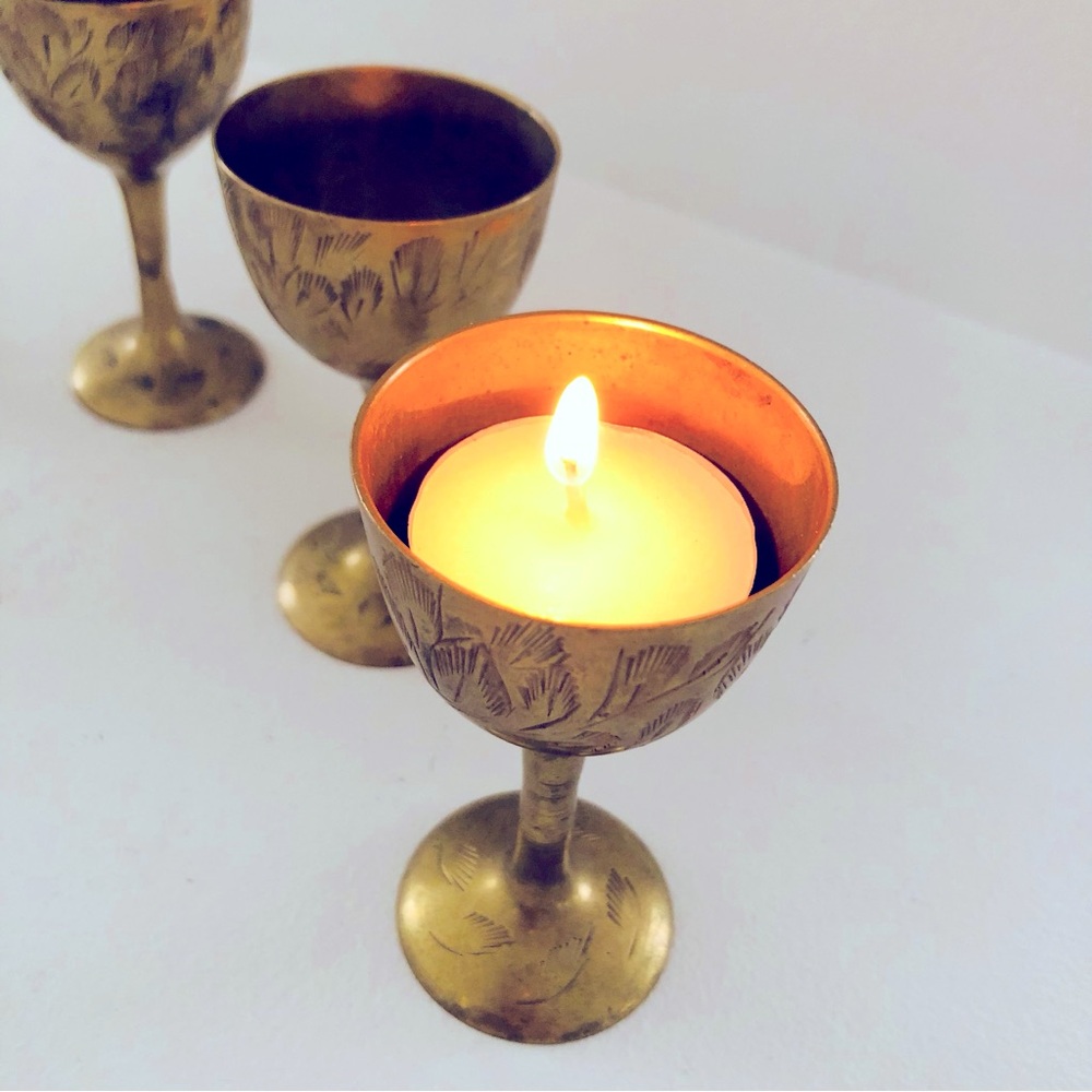 MCM 1960s|Brass Goblet Candle Holders